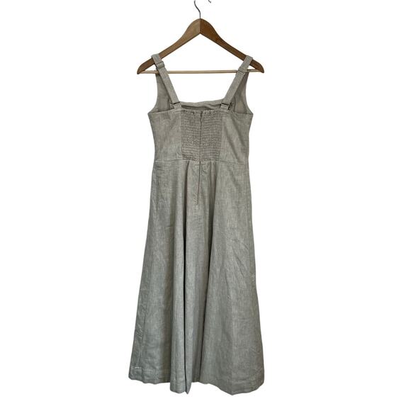 NWT Abercrombie & Fitch Linen Blend Square Neck Midi Dress Women’s Sz M - Picture 3 of 8